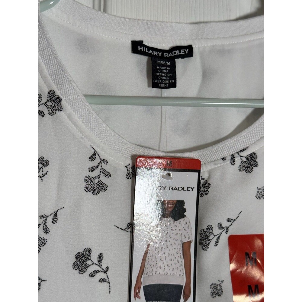 Hilary Radley Floral Layered Top Cottagecore Romantic White Black Women’s M - Picture 2 of 7